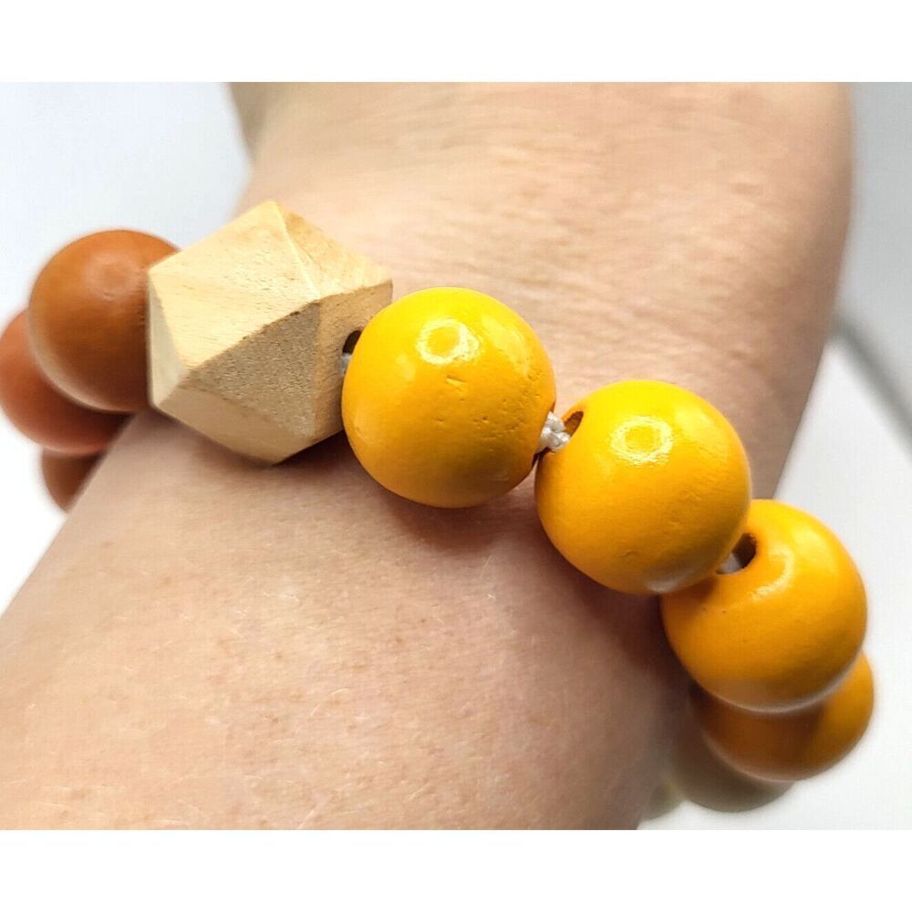 Bohemian Stretchy Wooden Beaded Bracelet 7.5in 782